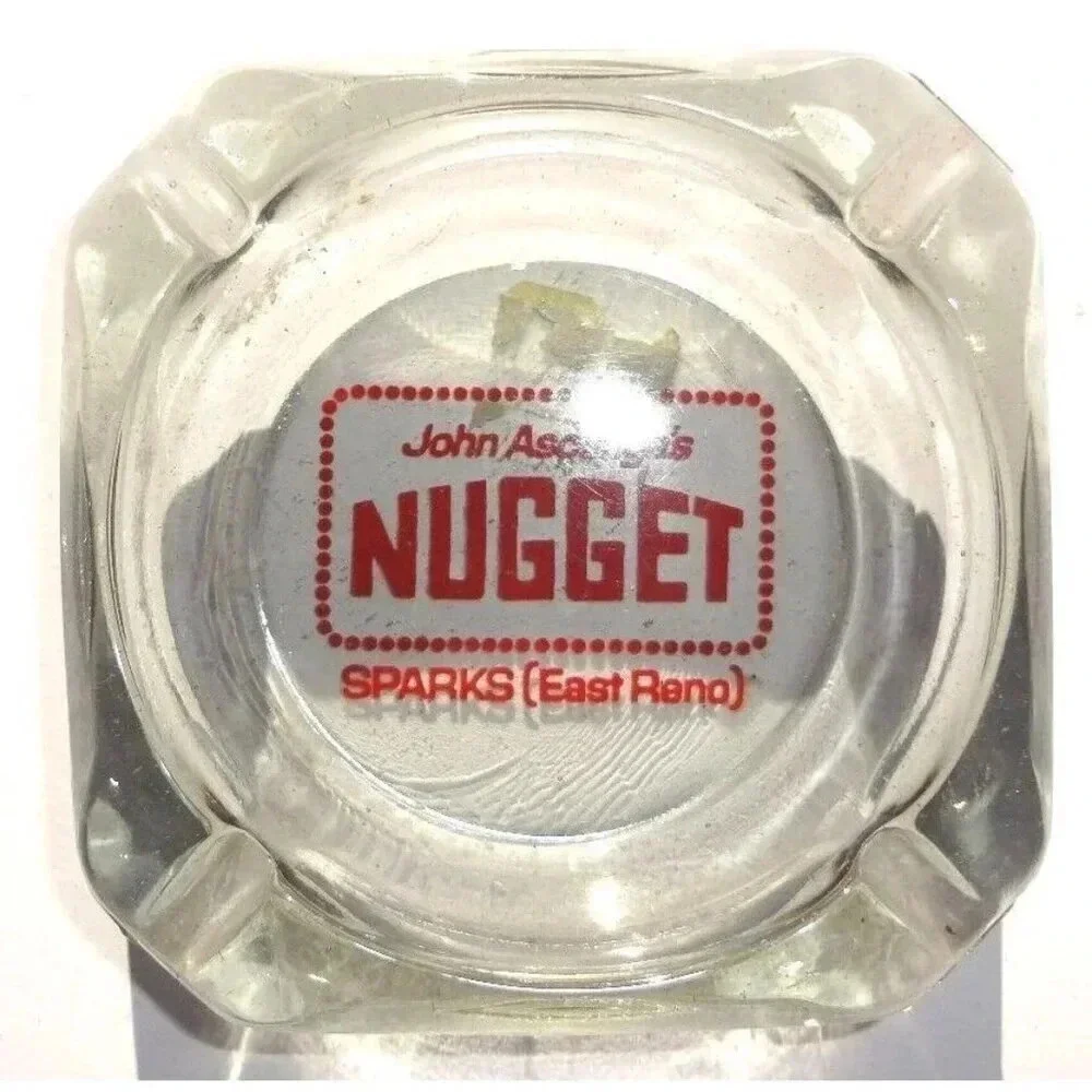 Vintage Clear Glass JOHN ASCUAGA'S Nugget SPARKS ( EAST RENO ) ASHTRAY